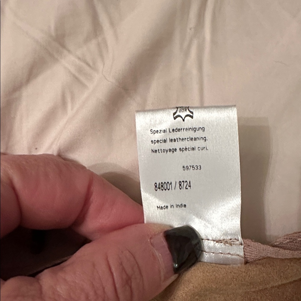 STRENESSE goat suede wrap skirt knee Tan A-Line nwot - Picture 4 of 12